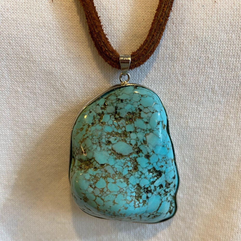 New Handcrafted Large Turquoise Statement Necklace - image 2